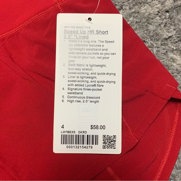 NWT Lululemon Speed Up HR Short 2.5" *Dark Red - Picture 3 of 4